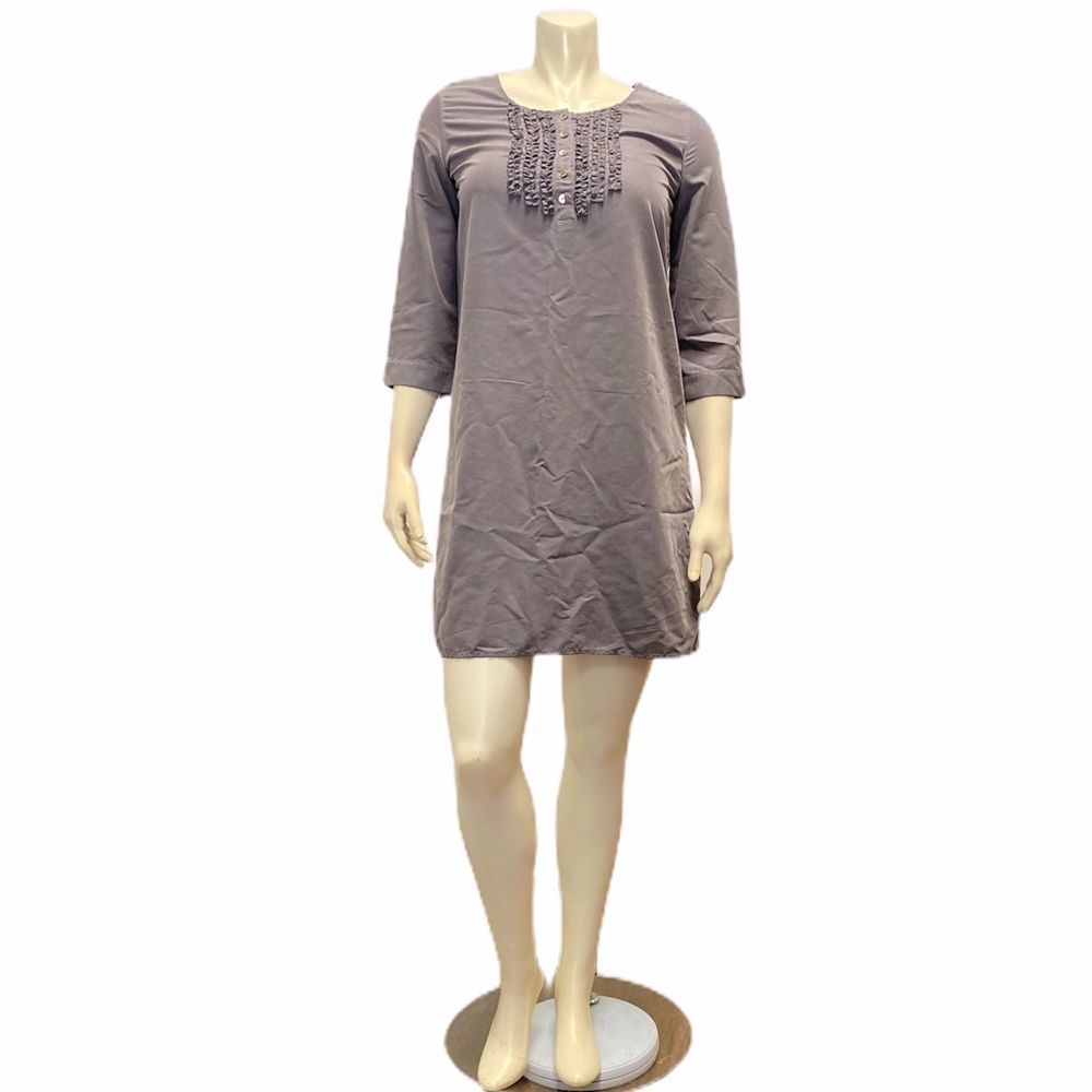 J. Jill Dress Small Petite Gray Sheath Rolled Up Sleeve Minimalist Career